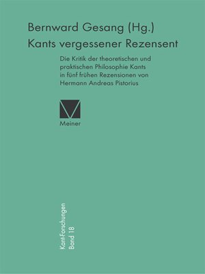cover image of Kants vergessener Rezensent